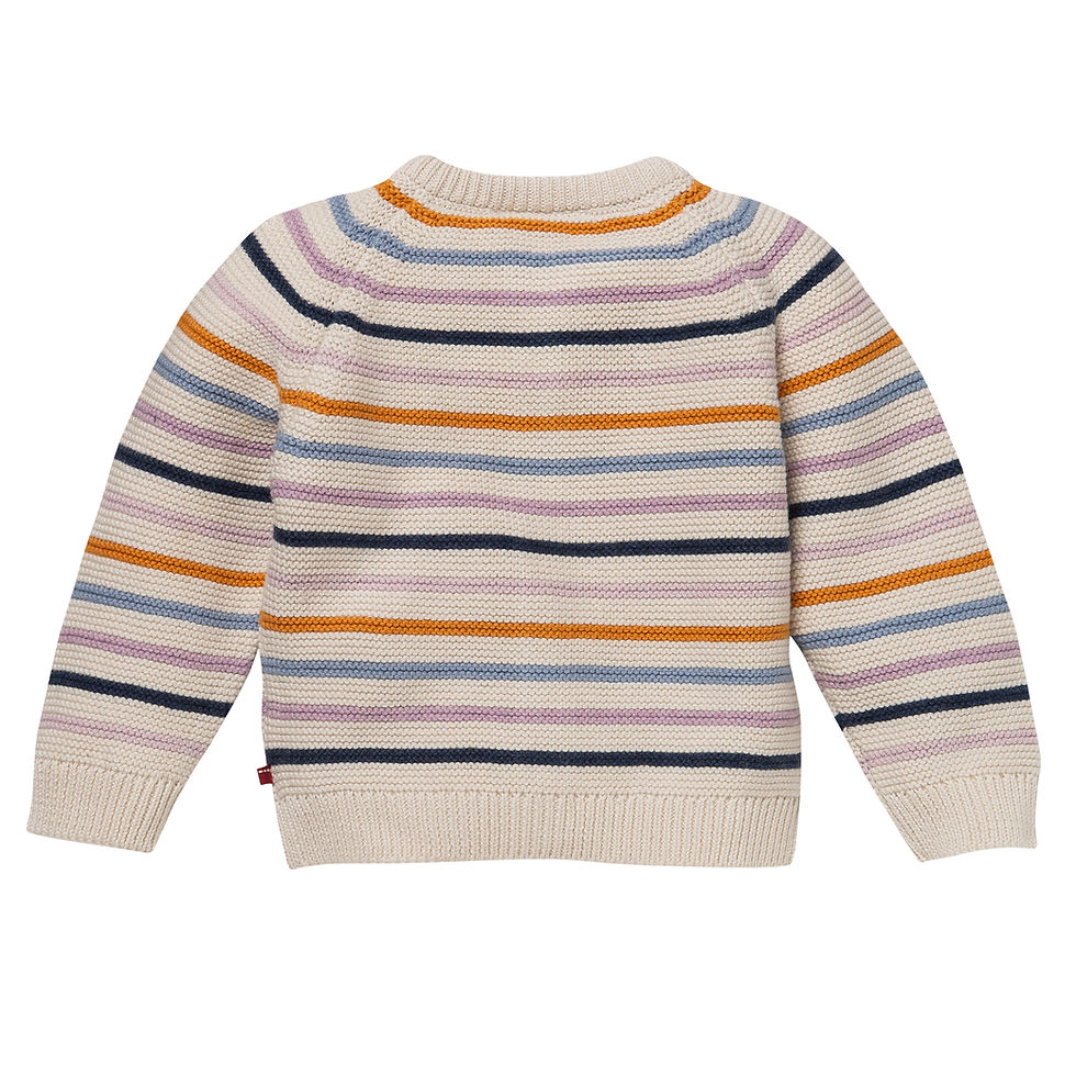 Miniaturbild: Strickjacke beige geringelt Hinterseite