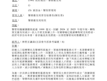 醫管局財政結構質詢