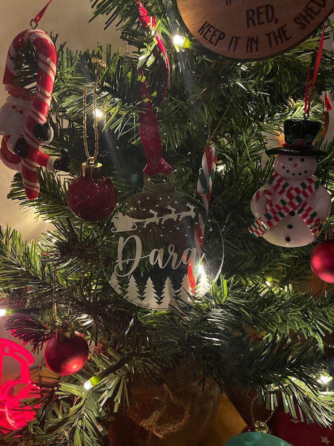 Thumbnail: Acrylic Bauble Christmas Ornaments Personalised