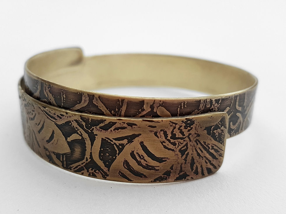 Thumbnail: Out Of Line Overlap Cuffs in Brass