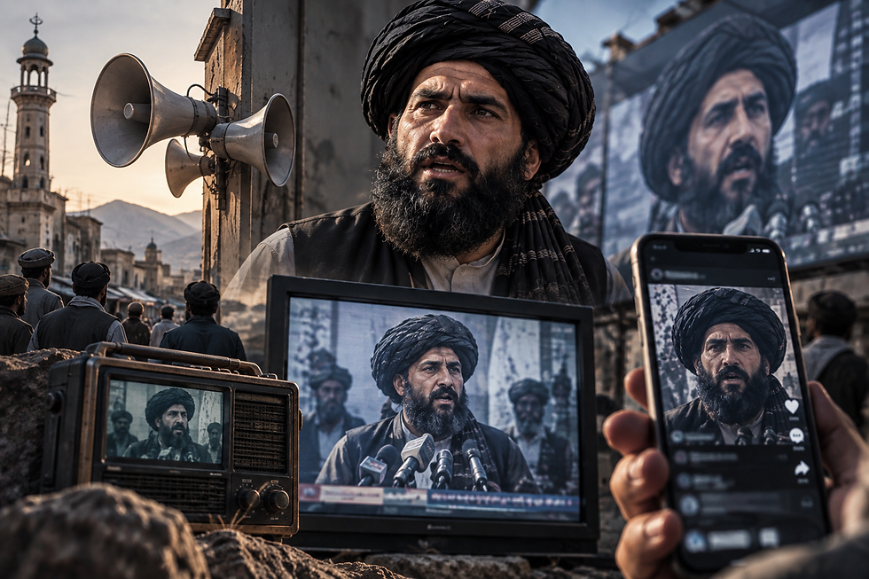Taliban commander with propaganda equipment