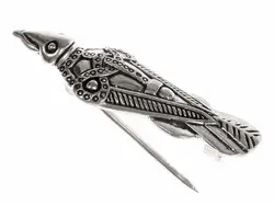 Vogelfibel, versilbert, 5,5 x 2 cm