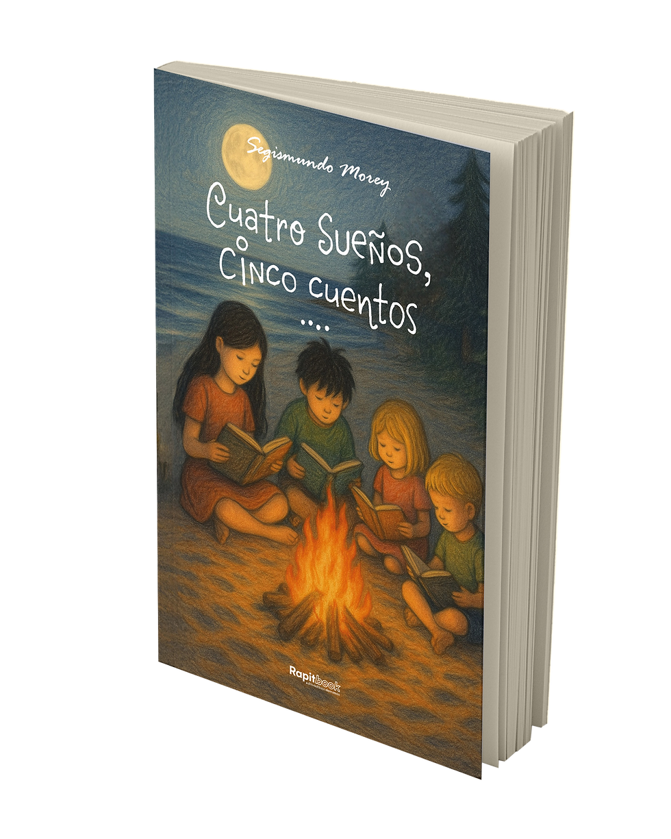 Miniatura: Mock up libro Cuatro sueños, cinco cuentos