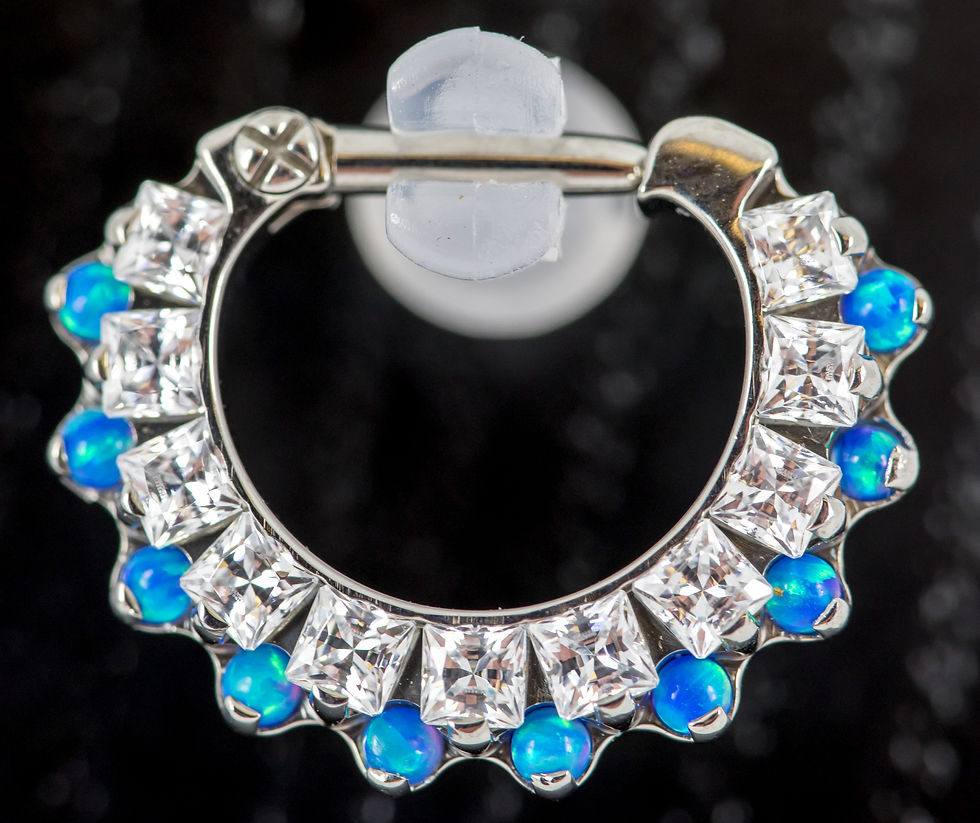 Thumbnail: Industrial Strength Odyssey 'Aphrodite' Septum Clicker - Clear & Capri Blue