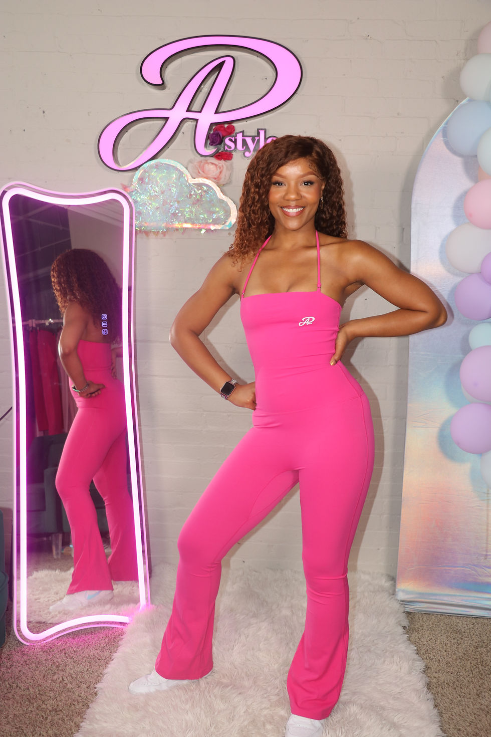 Thumbnail: Pink Convertible Jumpsuit 