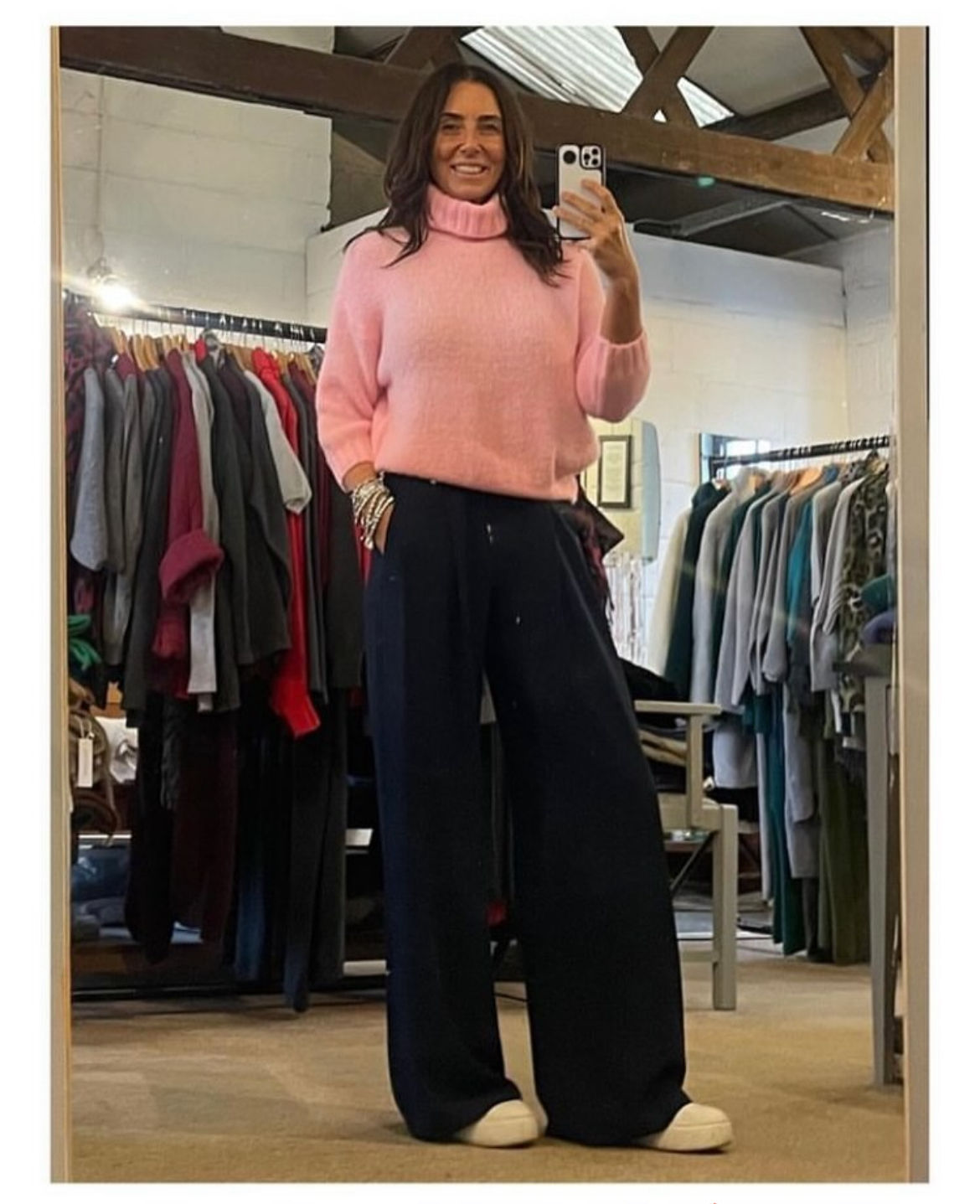 Soft 3/4 sleeve polo neck 