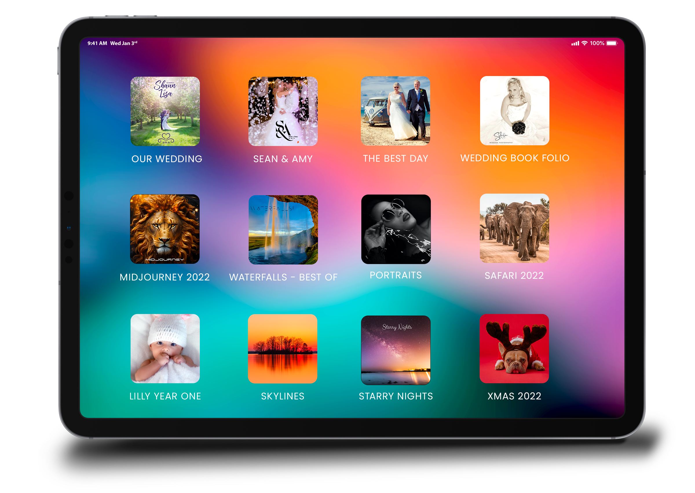 iPad with custom photobooks apps