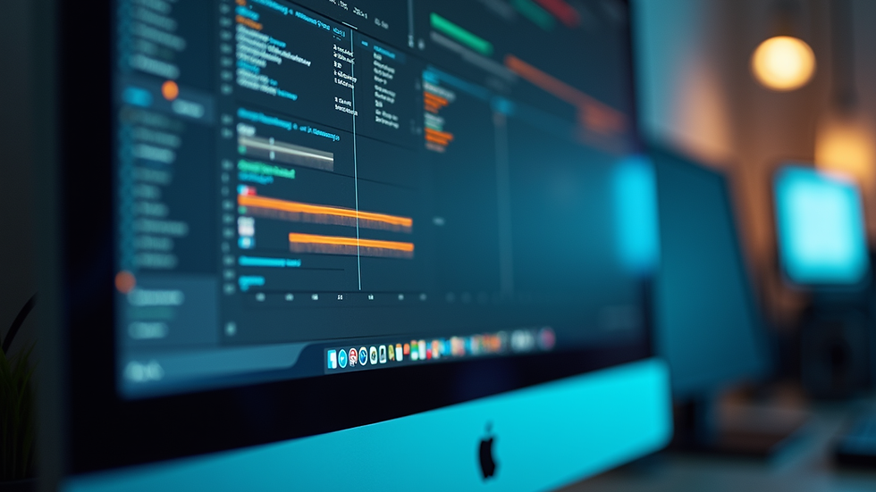 Close-up view of a computer screen showing workflow automation software