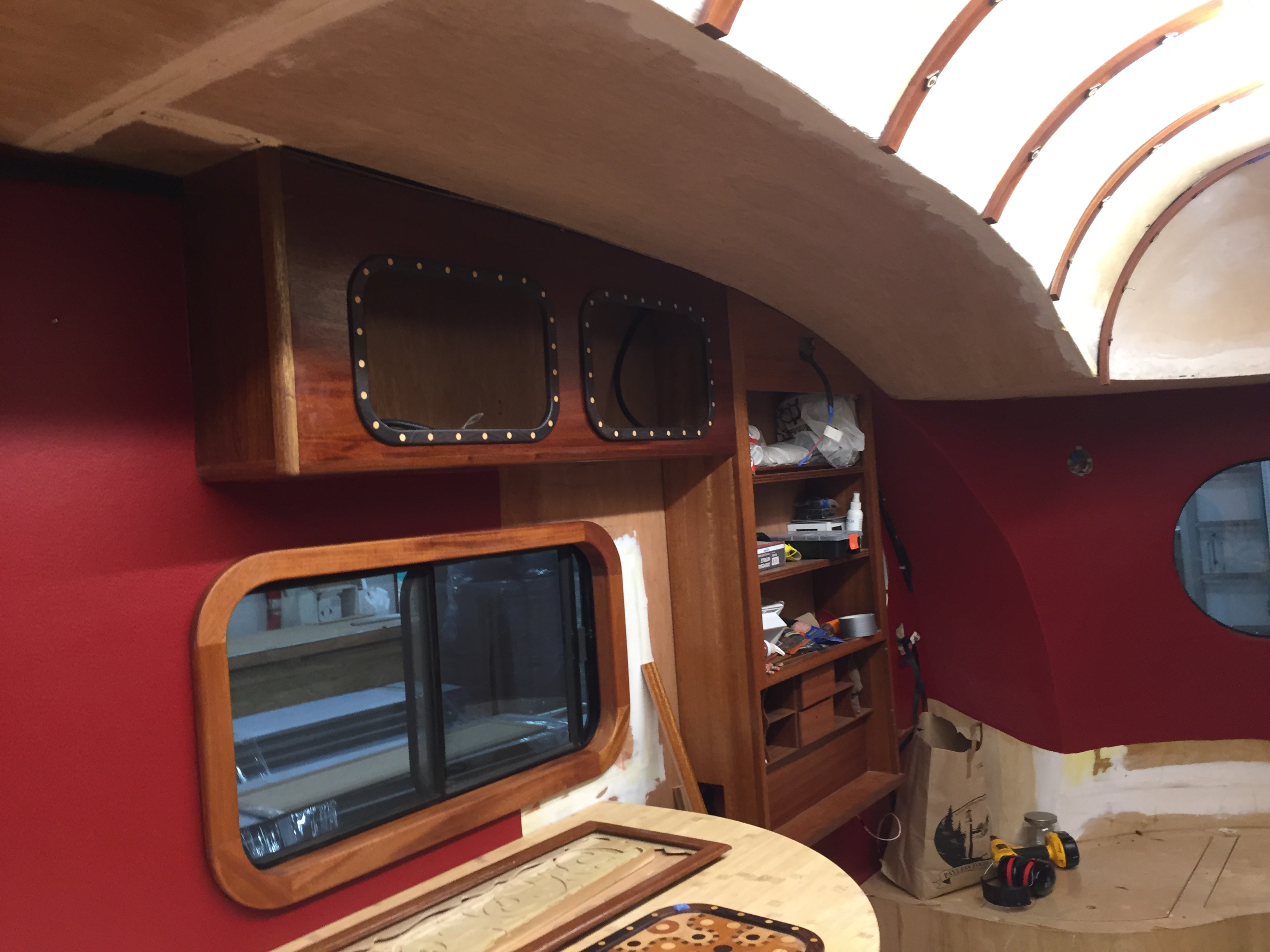 Upper cabinets and ceiling