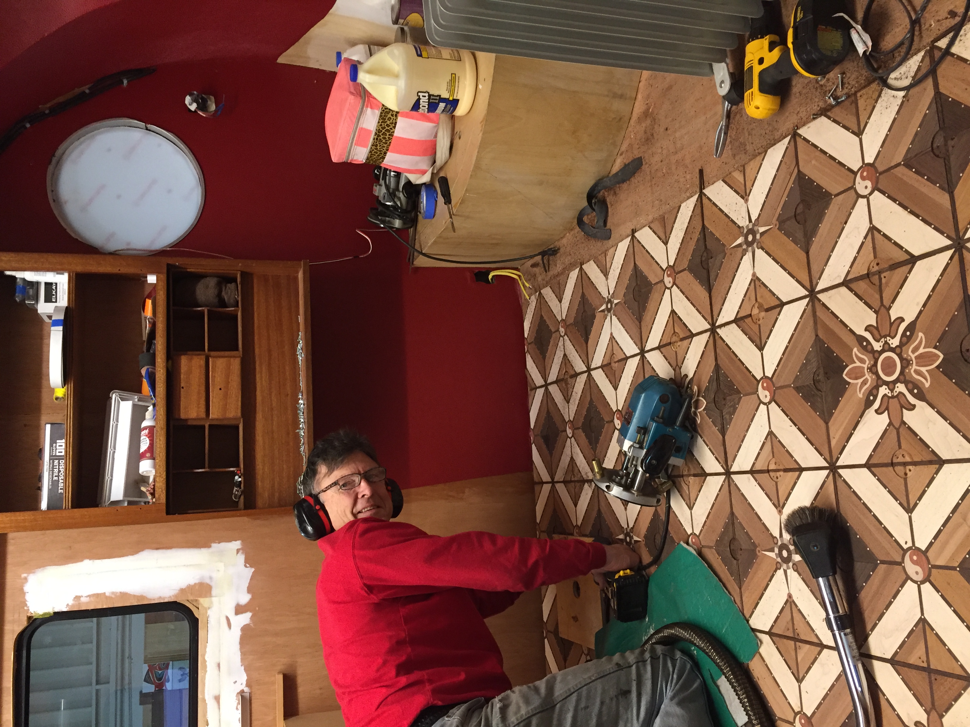 Walter working on parquet floor