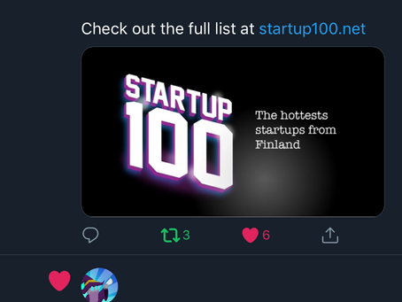 Top 10 of Hottest StartUps from Finland - December list. Not bad!!