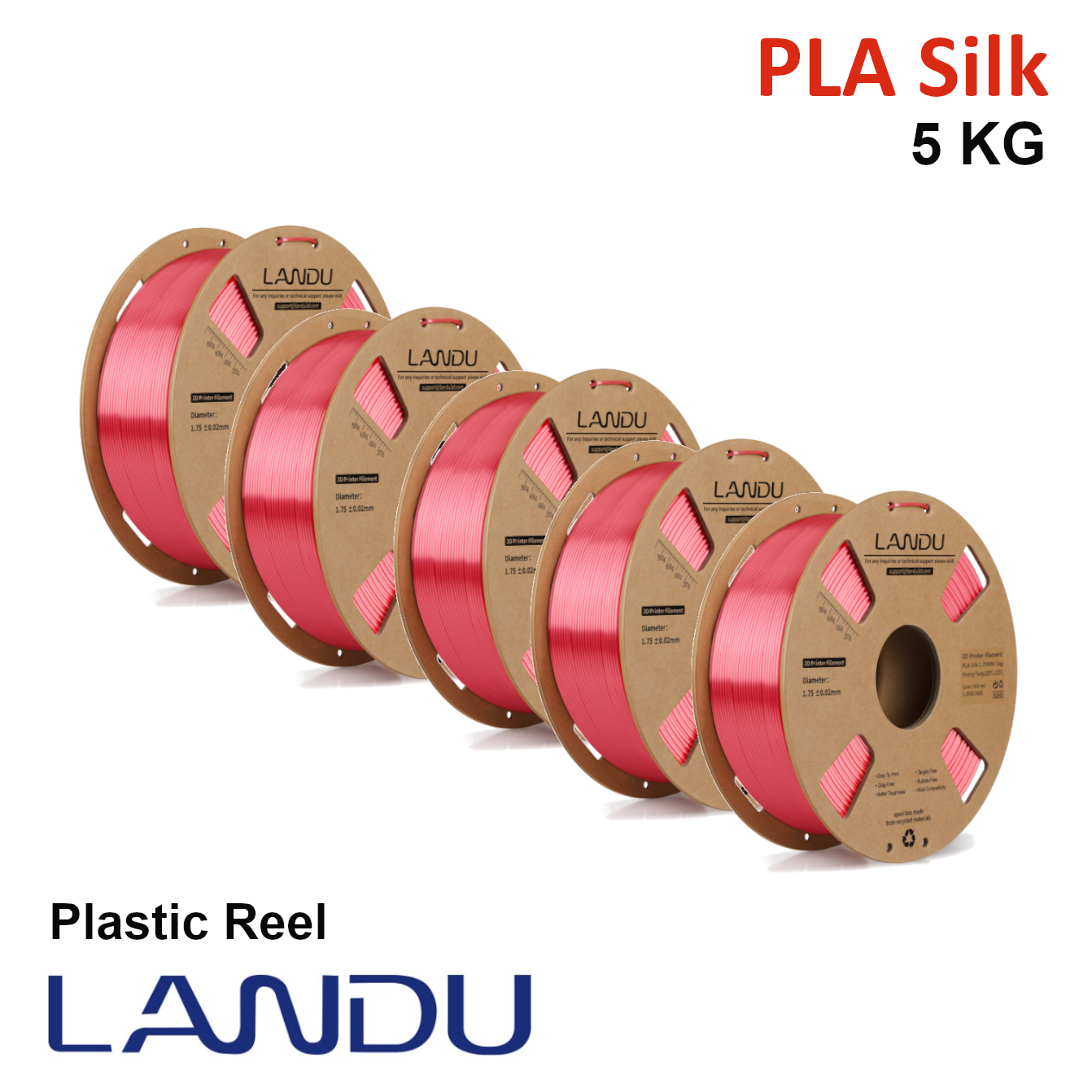 RED SILK 5KG BUNDLE - LANDU PLA Filament