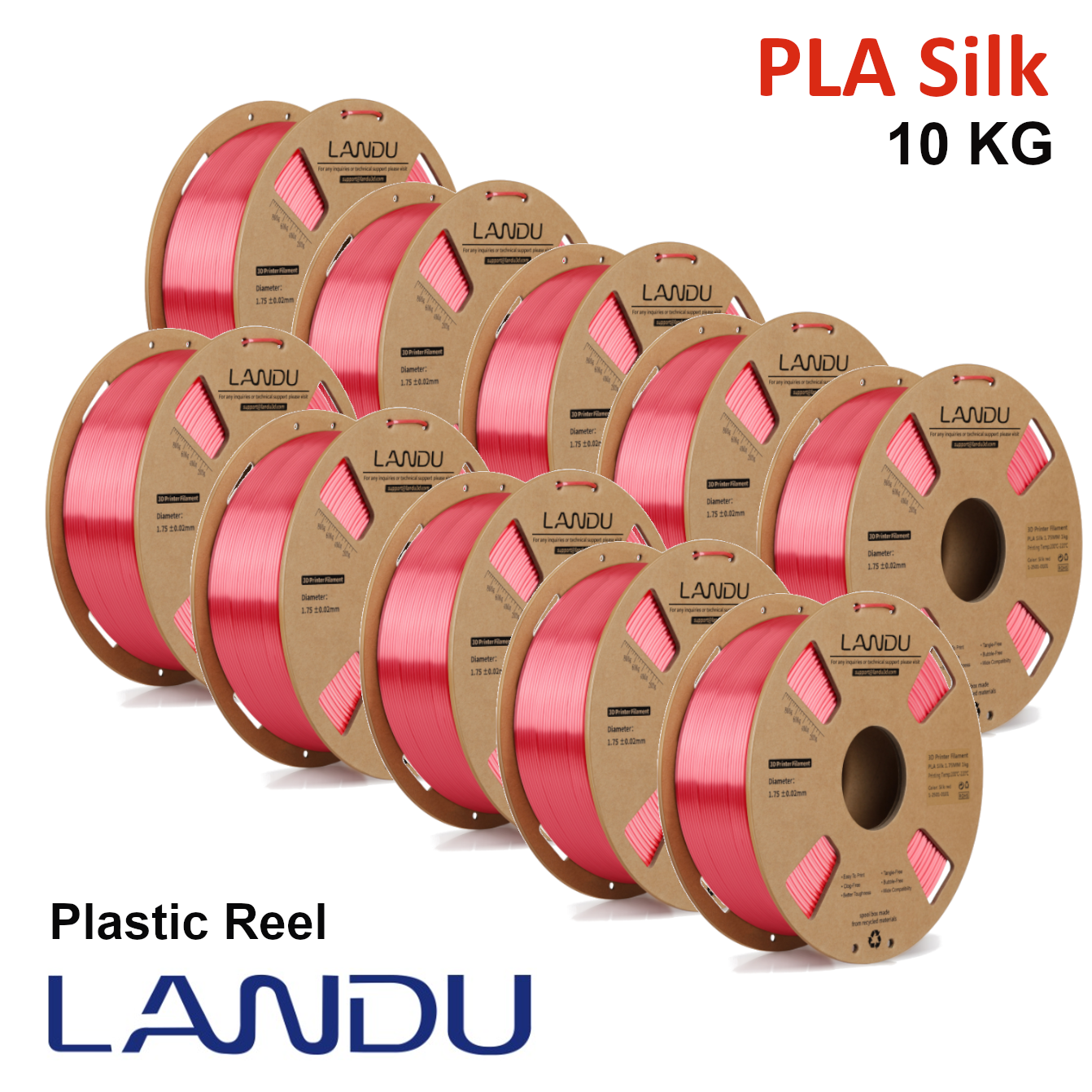 RED SILK 10KG BUNDLE - LANDU PLA Filament