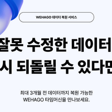 [WEHAGO] 잘못 수정한 데이터, 최대 3개월 전으로 되돌리세요