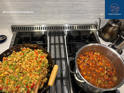 Fried Rice and Veg Chili done cooking