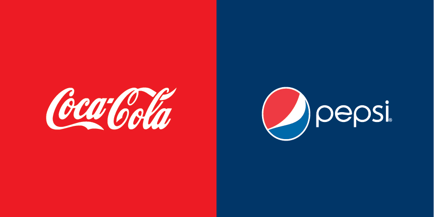 Logos Coca-Cola y Pepsi con colores cambiados.