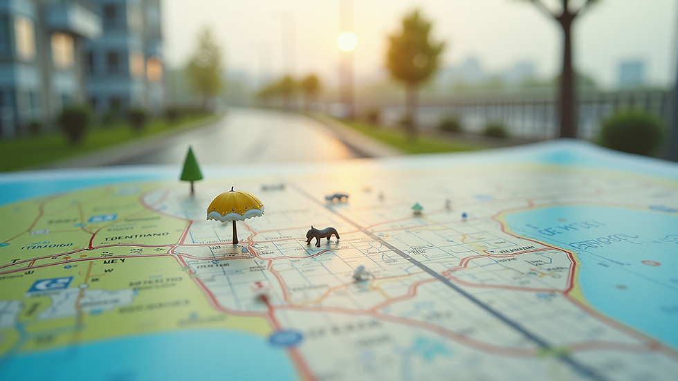 Close-up view of a neighborhood map with highlighted areas