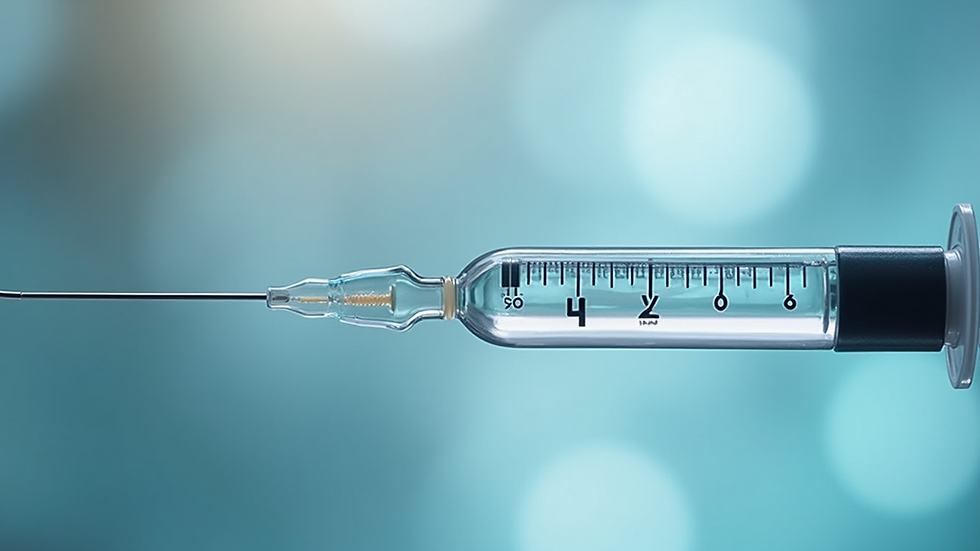 Close-up view of a medical syringe with liquid for cosmetic applications