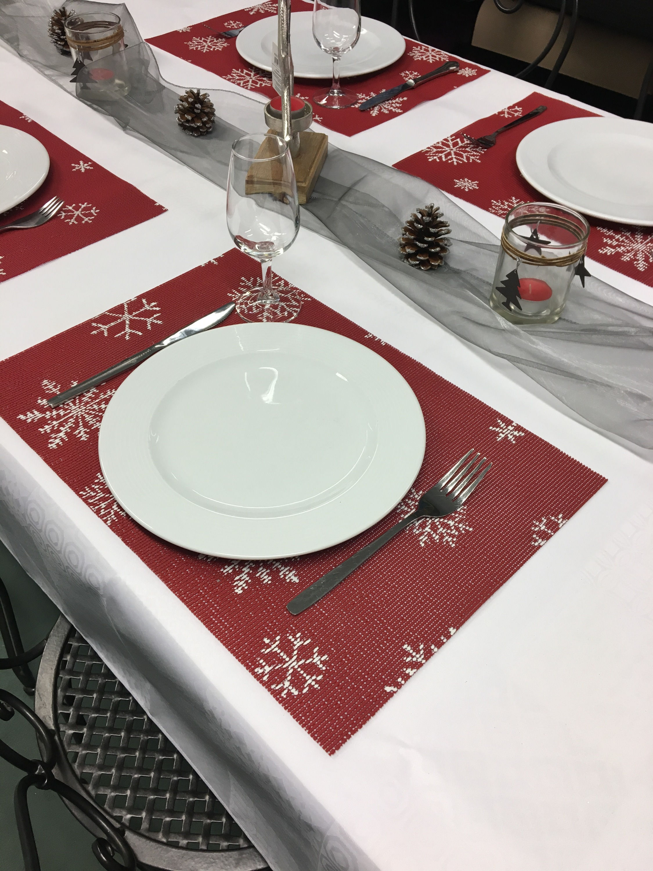 Tischset Miami Little Snowflake Red White