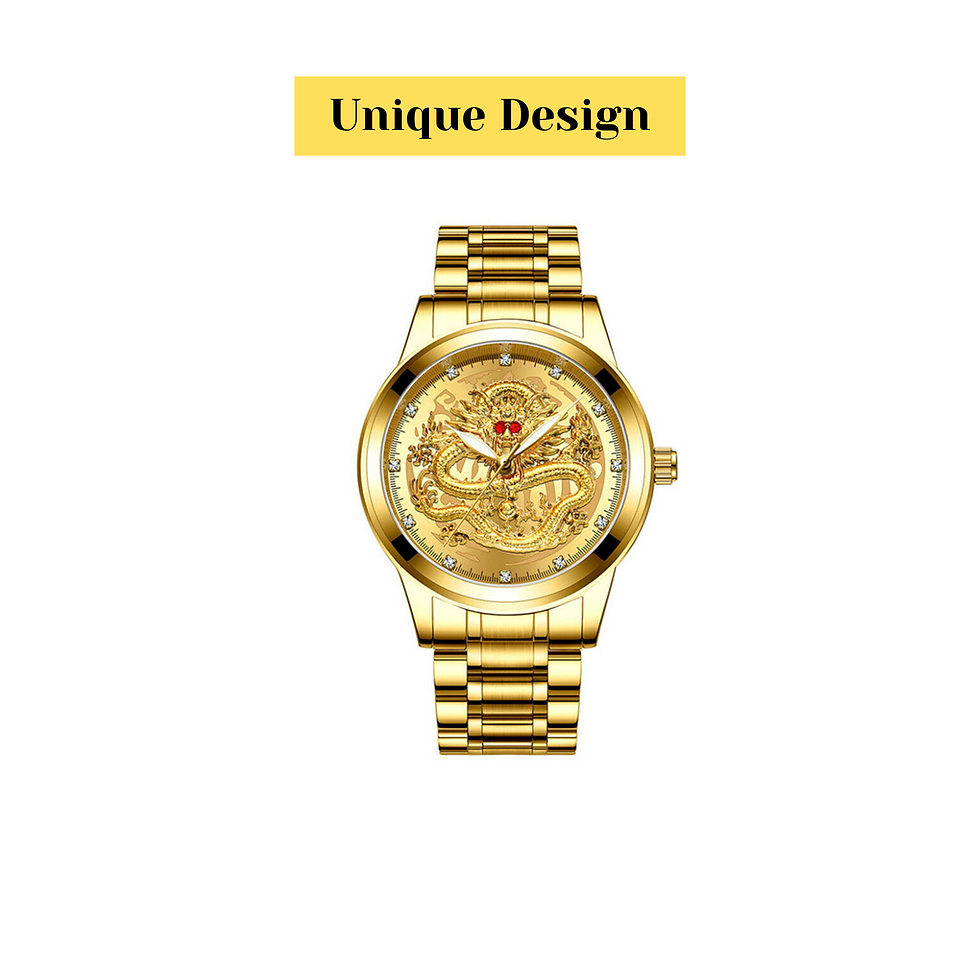 Thumbnail: Business Gift Waterproof Gold Men's Diamond Quartz Watch Classic Stainless Steel