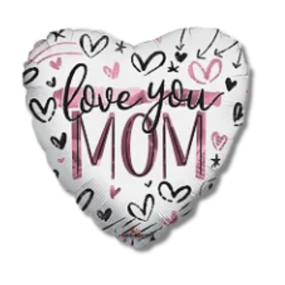 Love You Mom Mother's Day 18" Foil / 1 Decorative Balloon Conver USA.