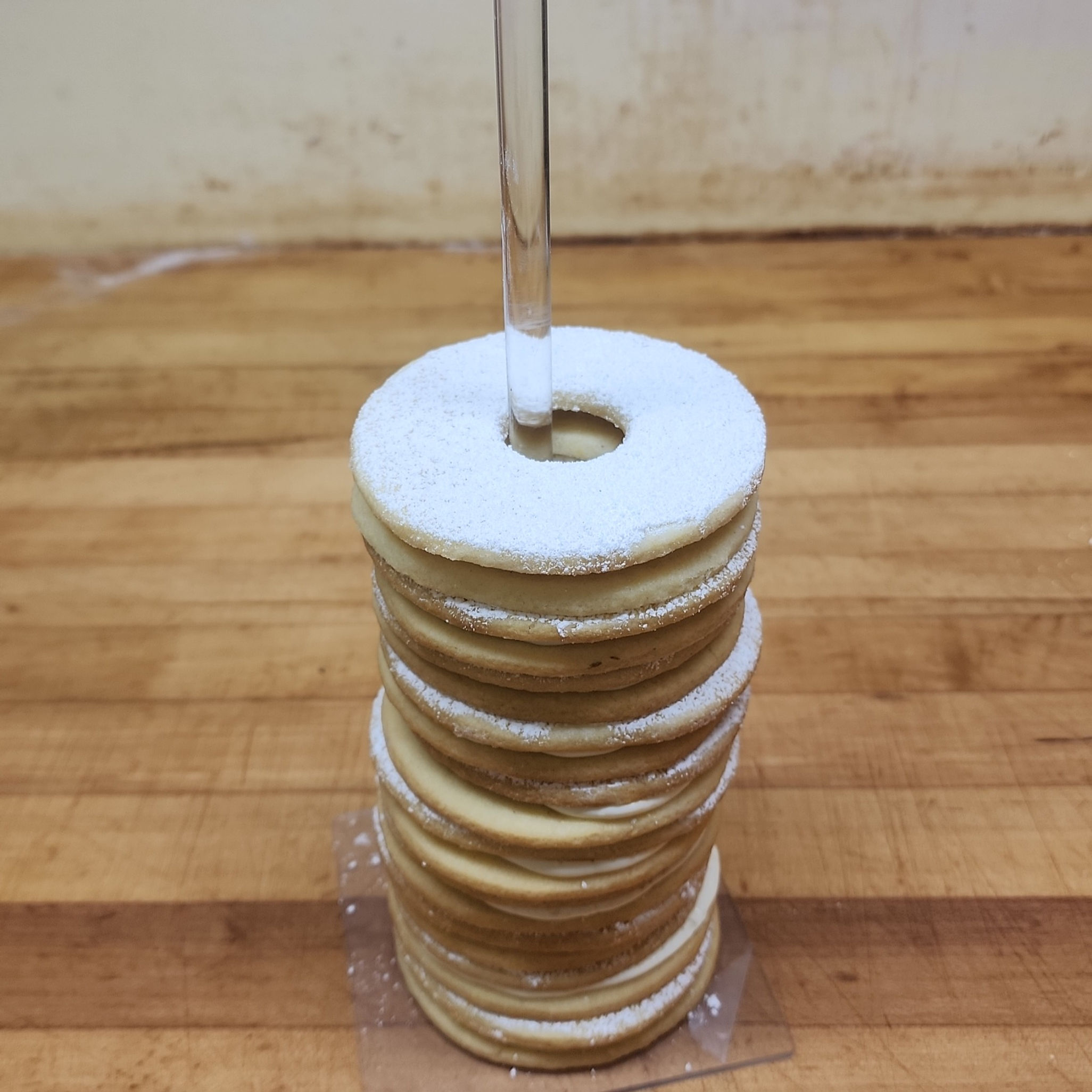 Custard sandwich donut cooke with stand