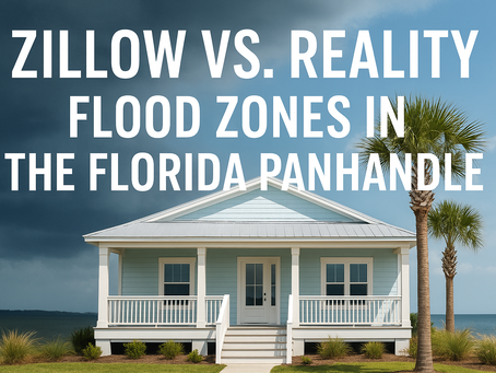 "Florida Panhandle home with palm trees highlighting Zillow flood zone contradictions and FEMA flood maps accuracy."