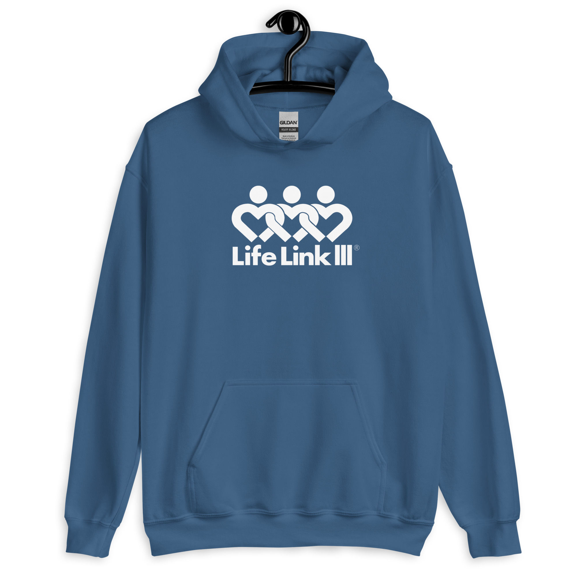 Life Link III Hoodie (Unisex) Blue Options White Logo