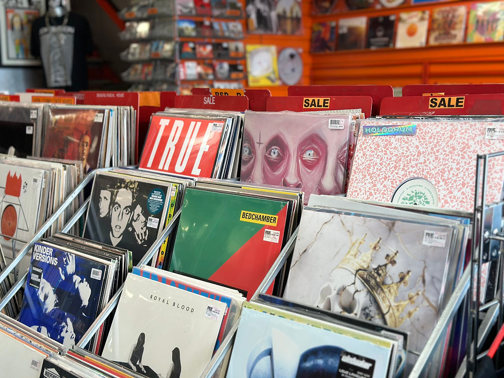 Vinyl records inside Spun Out