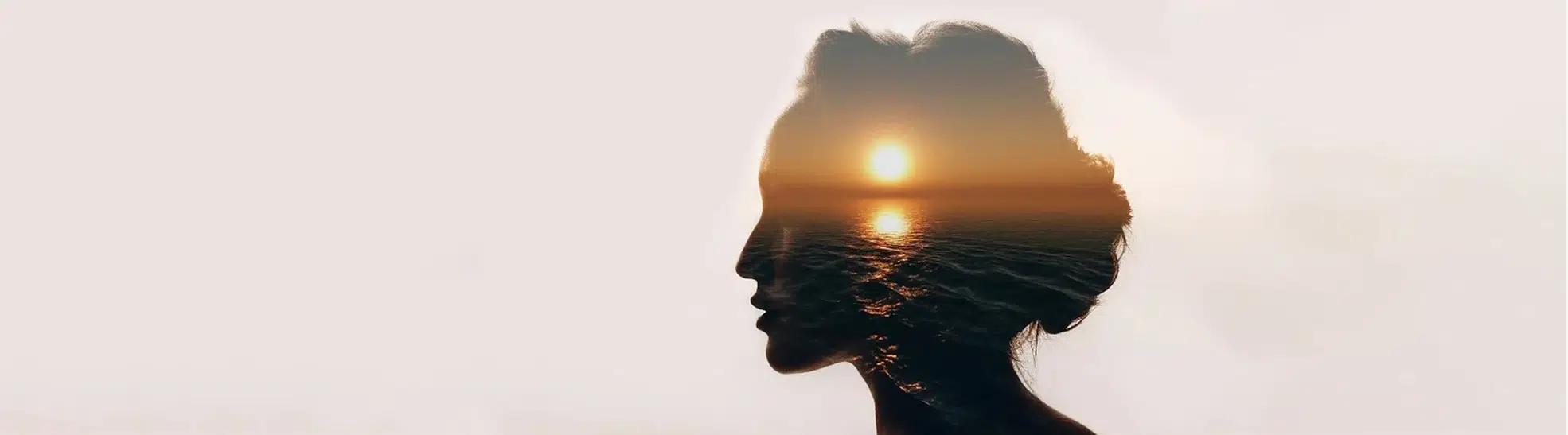 Peace if mind concept. Sunrise and woman silhouette. tapering off opioids copy