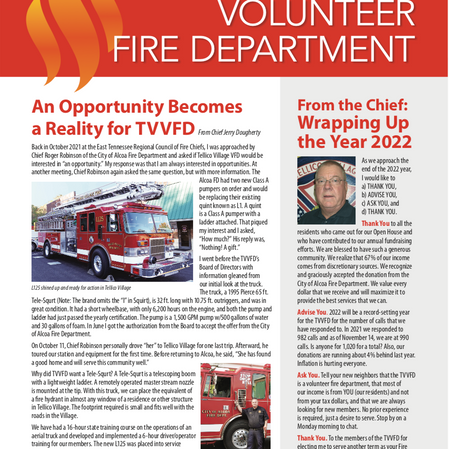 TVVFD Newsletter - Dec. 2022