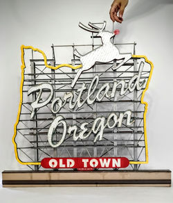 The White Stag Portland Oregon (Commission) Mixed Media Sculpture. SOLD.