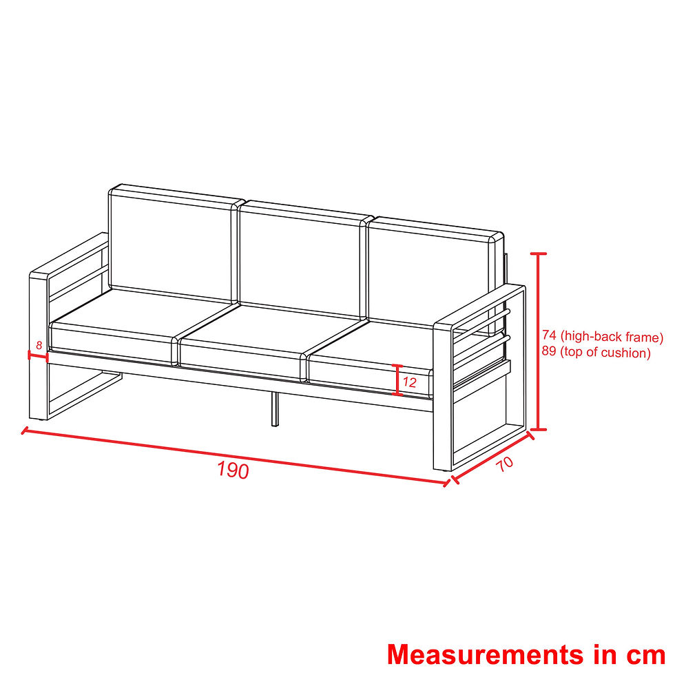3 Seater Garden Sofa dimensions
