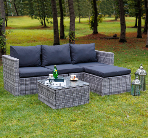 Grey Rattan Dining Set Cube Garden Furniture NEW RATTAN WICKER