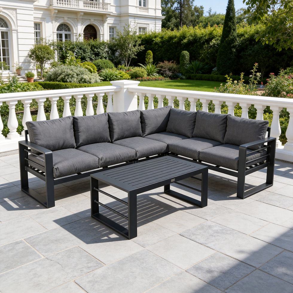 Thumbnail: 5 Seater Aluminium Corner Garden Furniture Set with Coffee Table