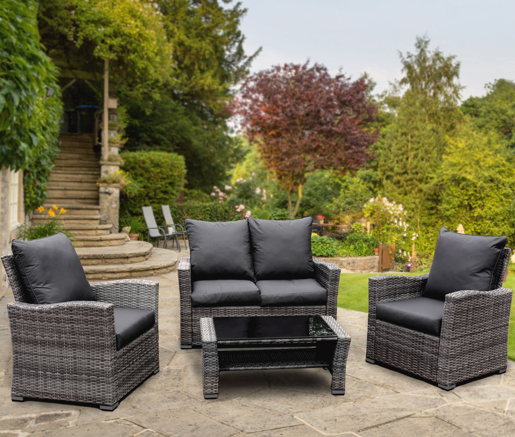 4 Seater Garden Sofa Furniture Set Outdoor Patio Conservatory Armchairs 4 Piece