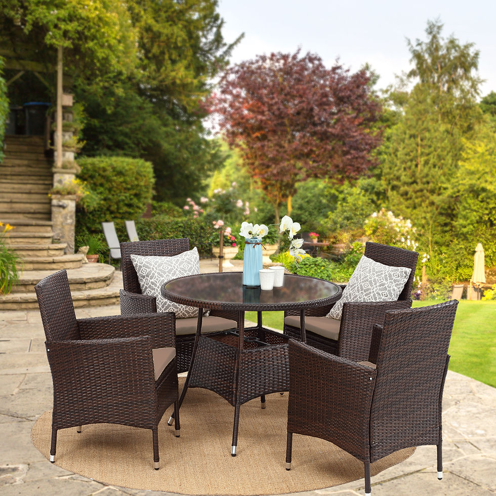 Thumbnail: 4 seater Rattan Dining Set round table 