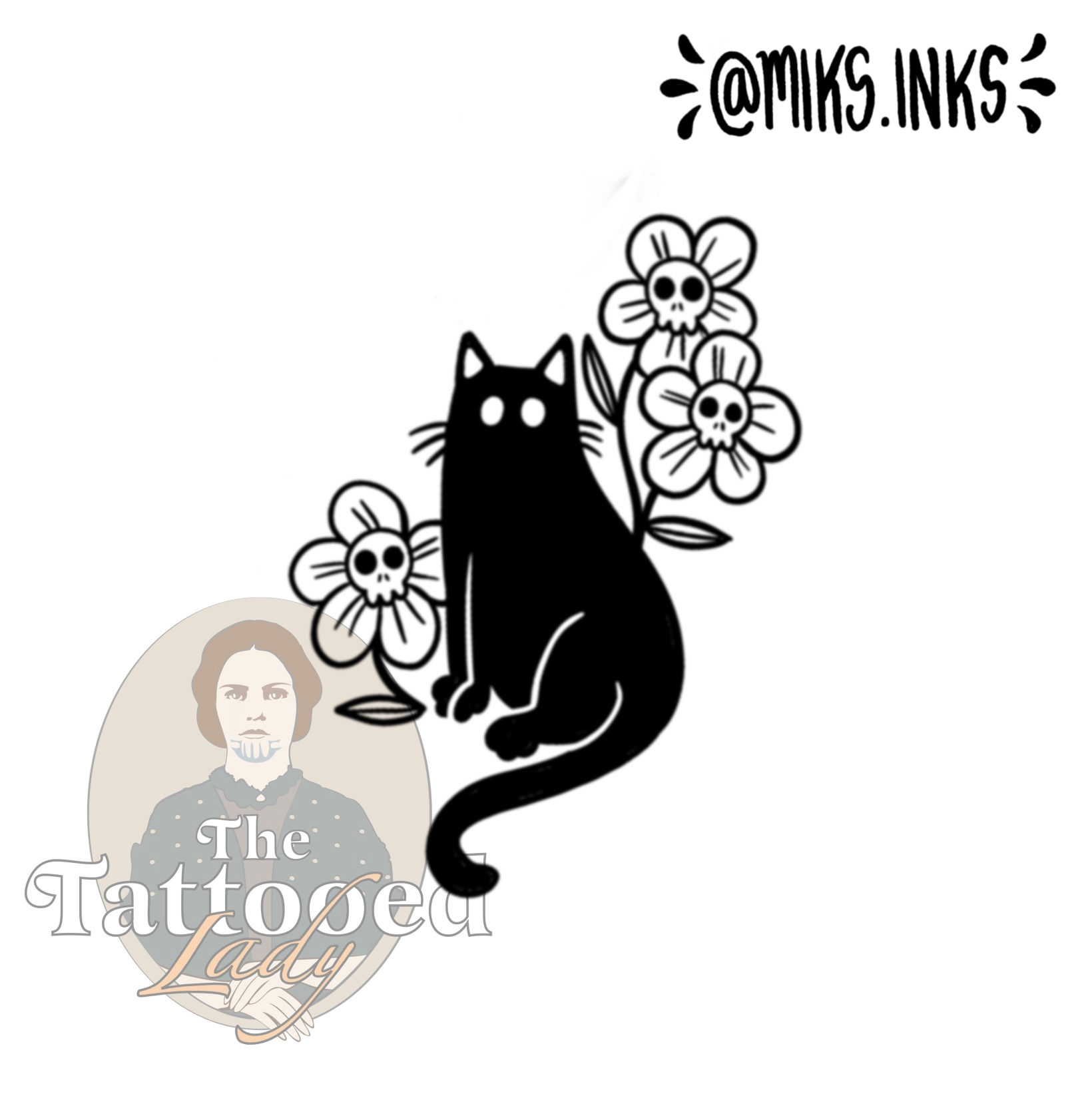 Cat + Skull Flowers - MIKKI