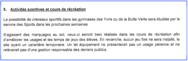 Extrait du compte-rendu de la Mairie diffusé sur le portail aux familles des Richardets