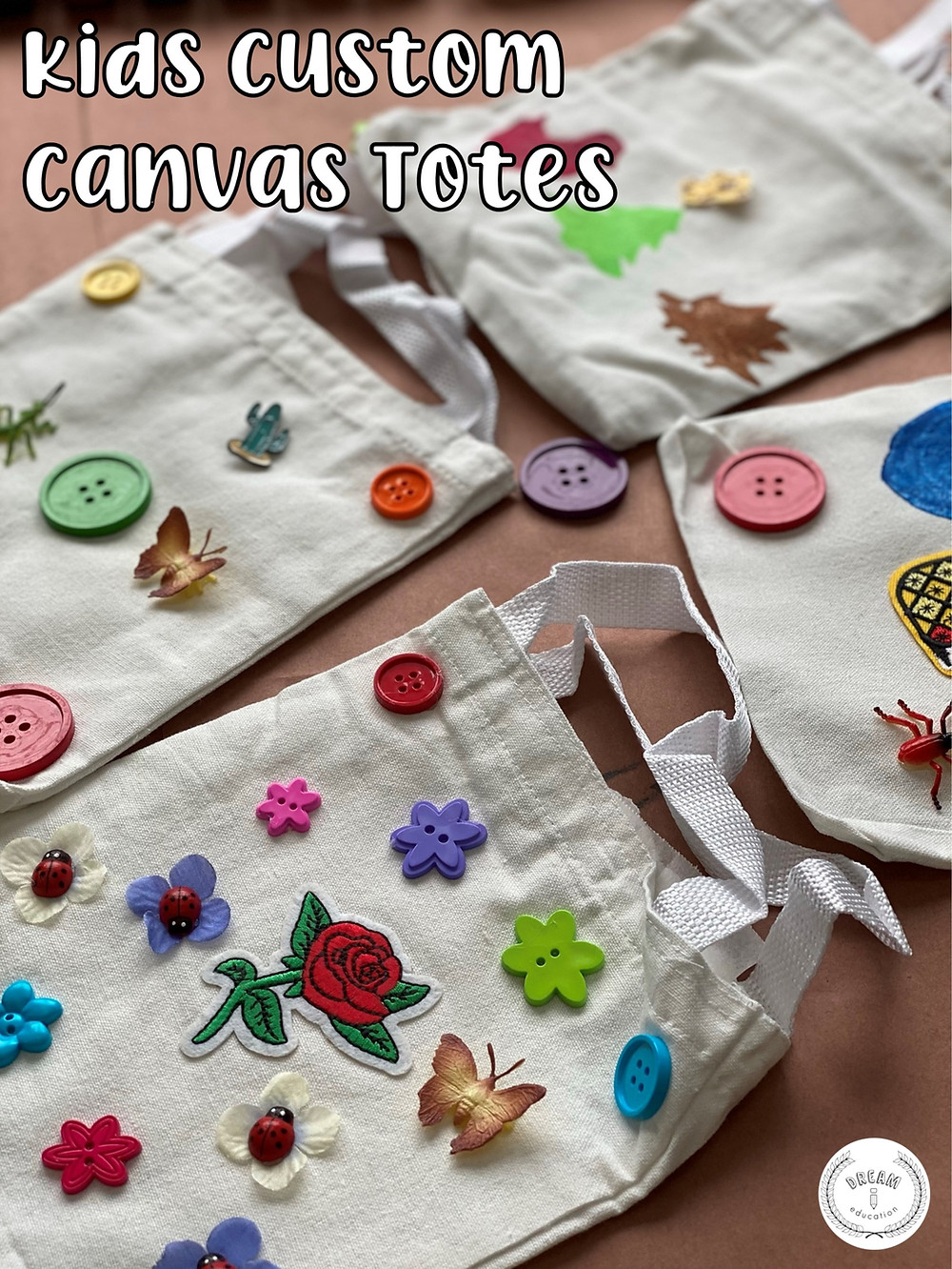 Kids custom canvas totes