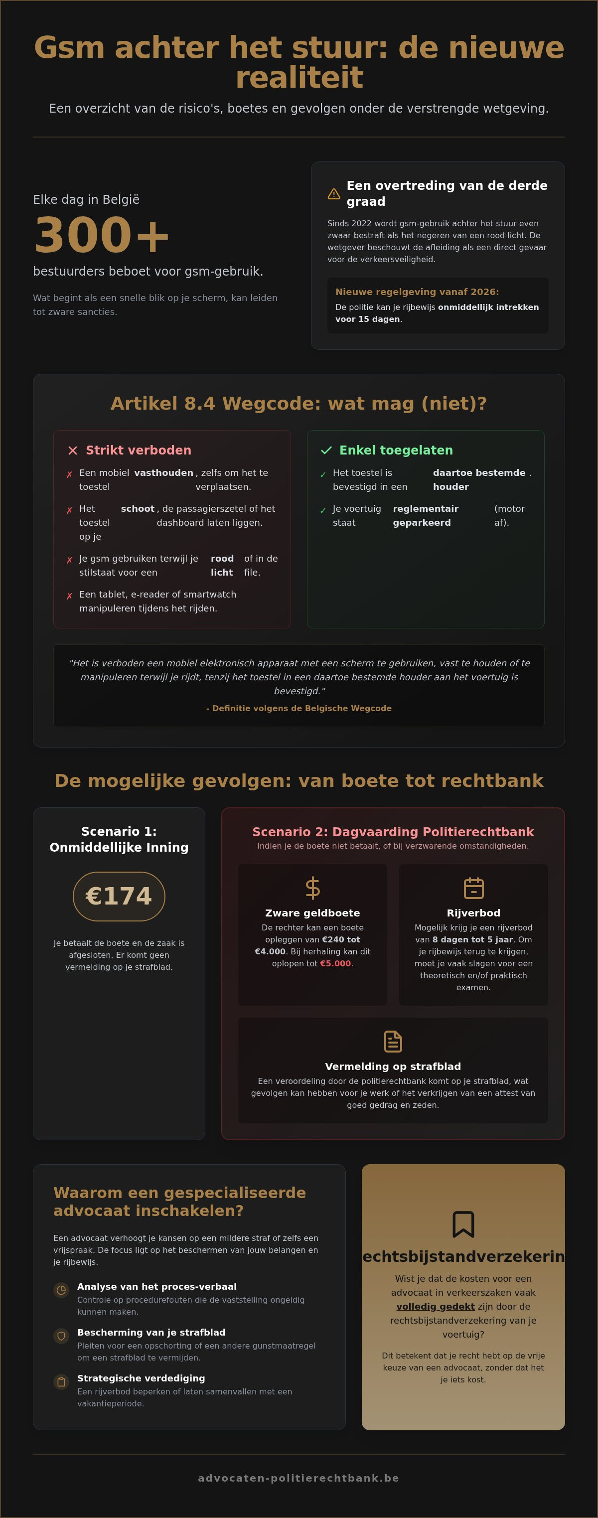 Advocaat GSM achter het stuur