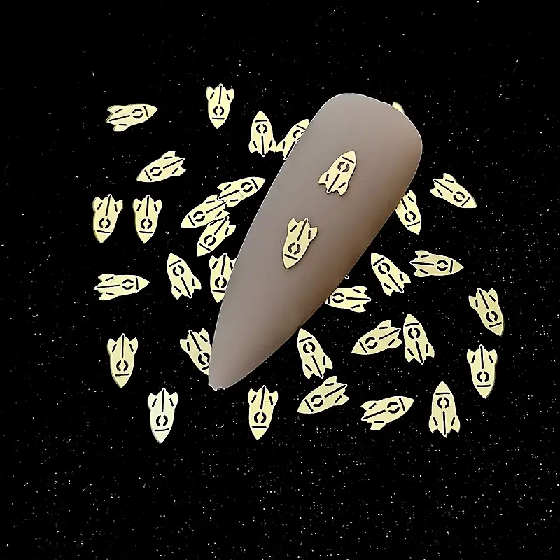 Thumbnail: 100Pcs/Lot Gold Metal Nail Decals Ultra-Thin Flakes
