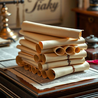 Stack of scrolls on a desk.jpg