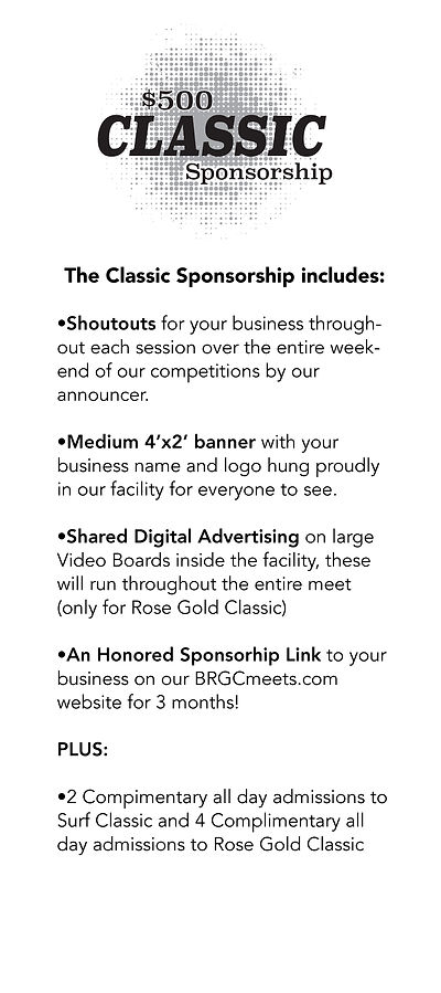BRGC Classic Sponsorship Information