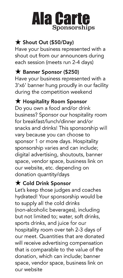 BRGC Ala Carte Sponsorship Information