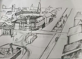 Мазина Виктория  13 лет «Городские зарисовки времен войны» 