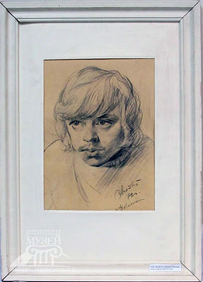 С.К. Двойнос "Портрет юноши", бумага, карандаш, 1972 г.