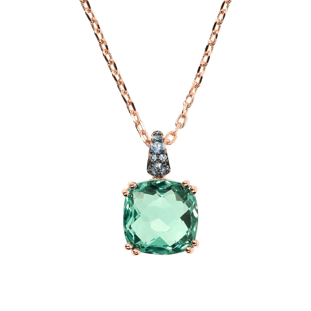 BRONZALLURE Collana con prisma gemma quadrata e pavé WSBZ02180.GREEN