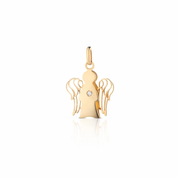 Pendente Angelo Oro Giallo con Diamante PZ644