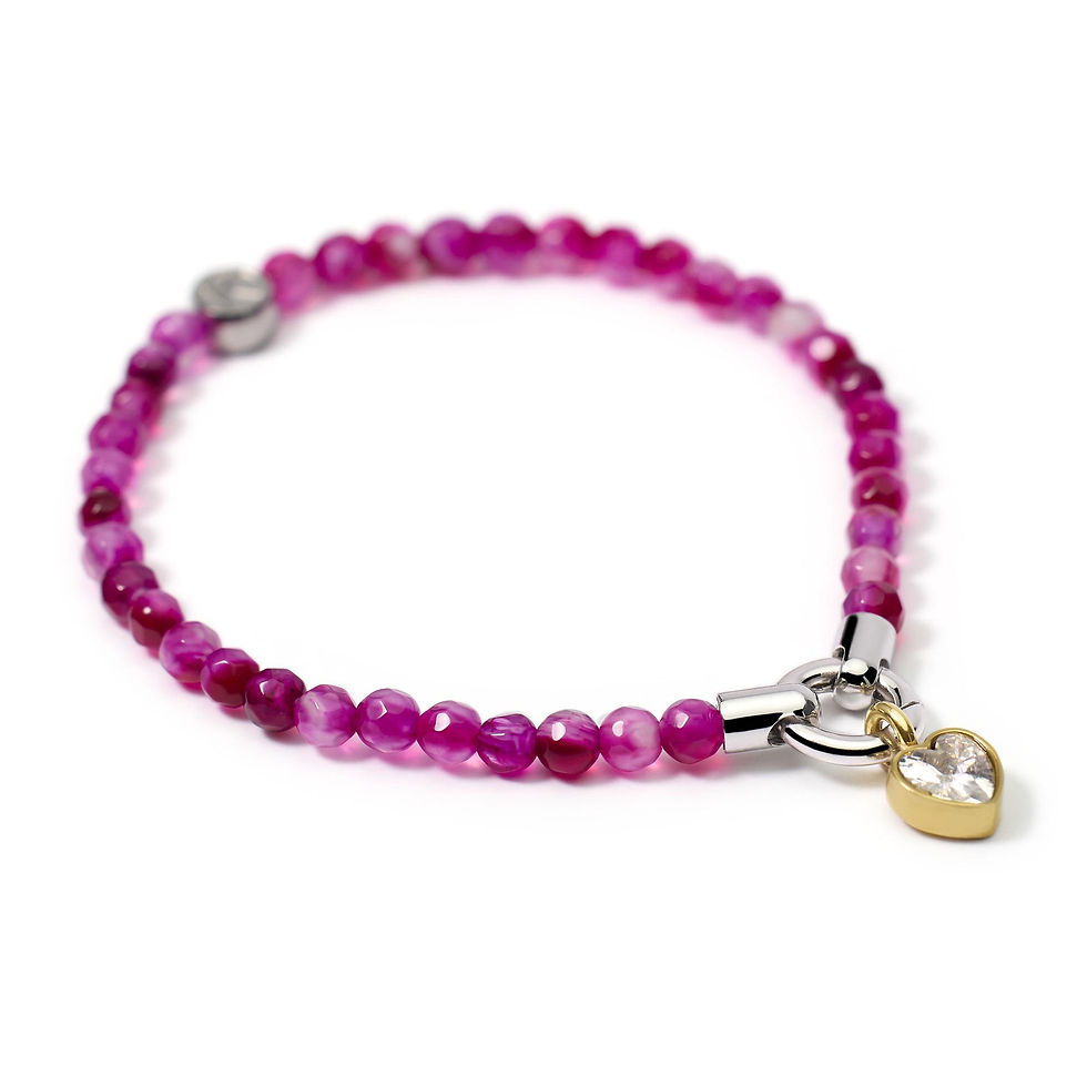 Thumbnail: Kidult 732201  Bracciale in acciaio con agata fucsia striata MAMANONMAMA